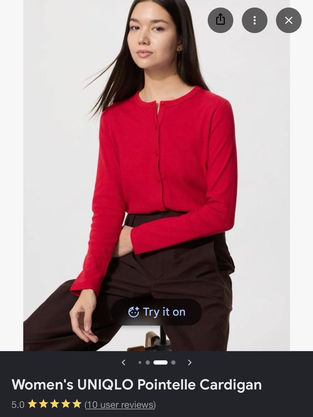 UNIQLO Women's Pointelle Cardigan in Bright Red